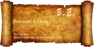 Barvan Eliza névjegykártya